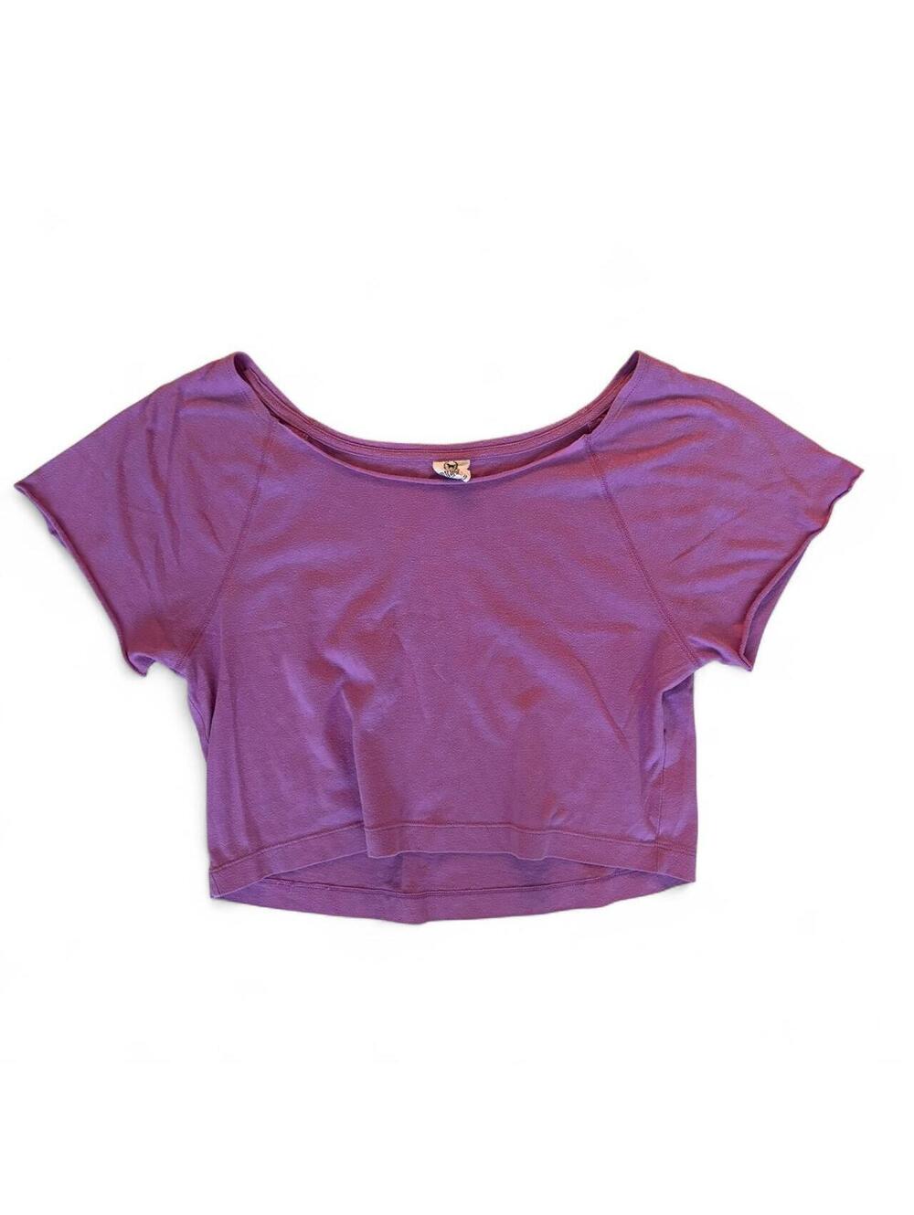 PINK Victoria's Secret Purple Crop Top Raw Hem Scoop Neck XS Vintage Y2K